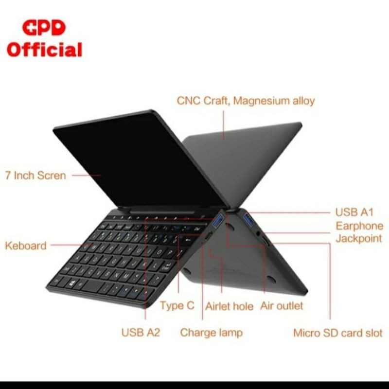 GPD Pocket 2 8GB/256GB SSD 7&quot; Touchscreen FHD Mini Laptop Windows 10