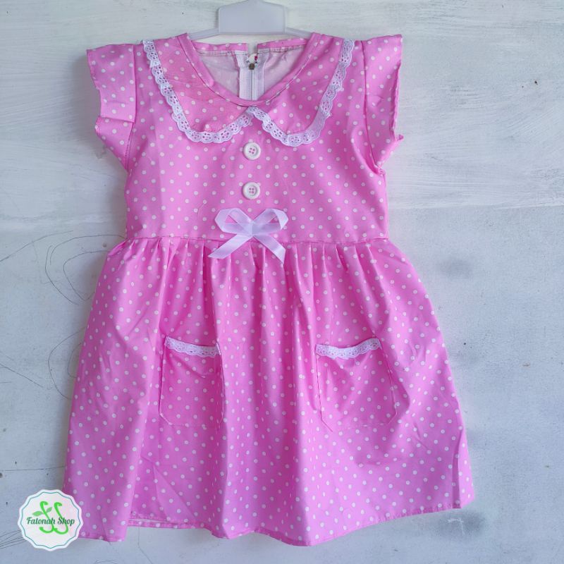 Dress anak 2 3 tahun polka saku dress katun anak cewek perempuan ( dress sailormoon POLKA )