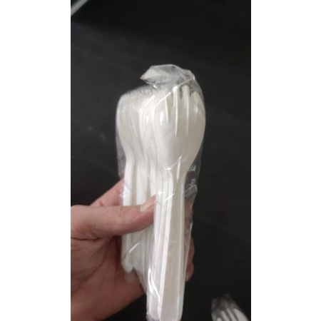 Spork Steril 2 in 1/ Sendok Garpu Plastik Putih 2 in 1 Isi 100pcs