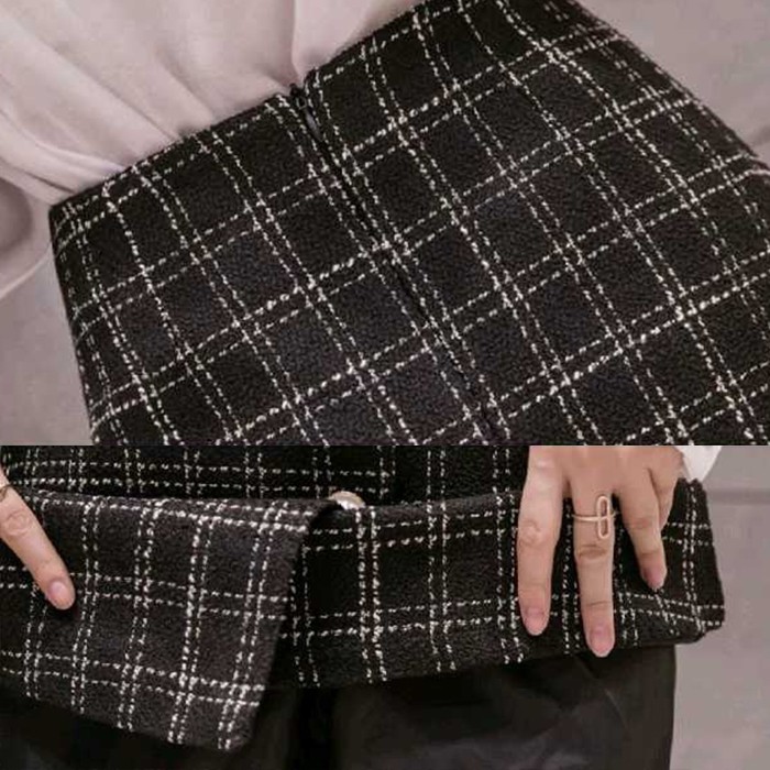 8937 Nayoung Tweed Skirt/Rok Autumn/Rok Pendek/Rok kerja / Roktweed/Rok Korea Skirt