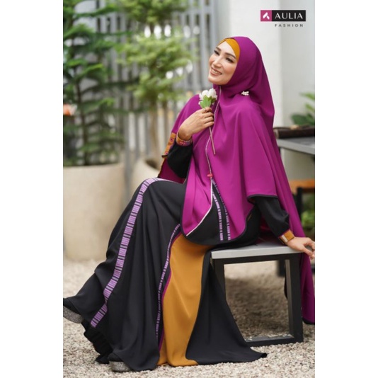 Set GAMIS ARSYILA BLACK Burgundi by AULIA fashion