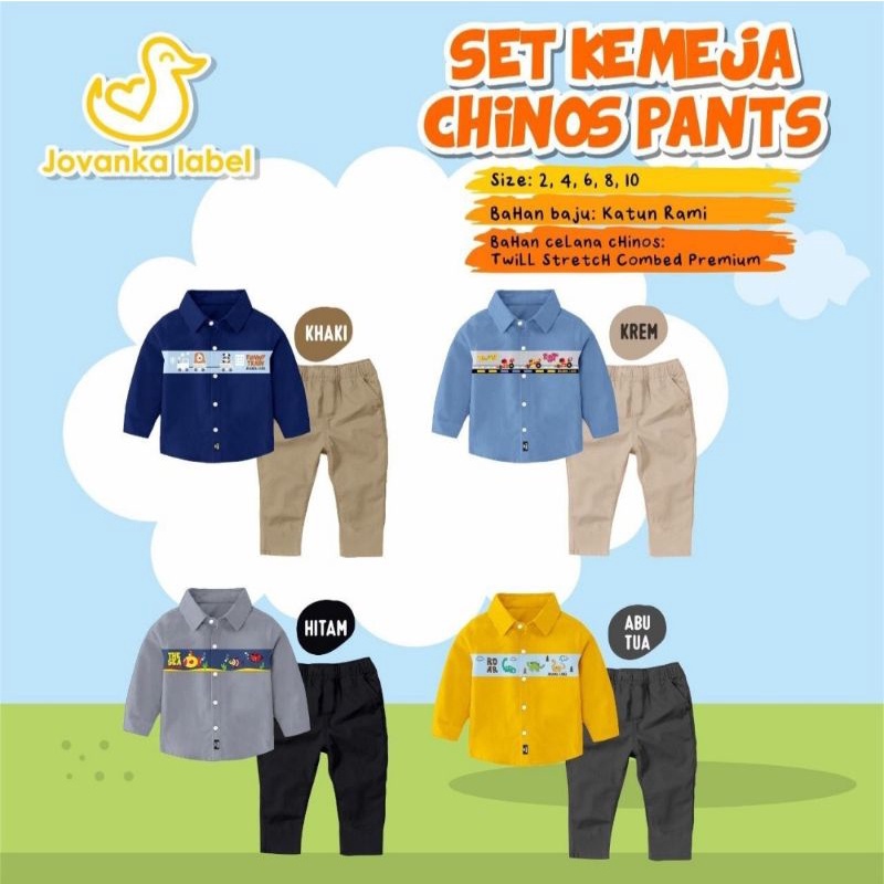 SET KEMEJA CHINOS PANTS JOVANKA LABEL / SET KEMEJA JOVANKA LABEL / SHIRT CHINOS / SET KEMEJA ANAK LA