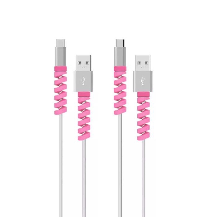 (Acak Warna) Pelindung Kabel Data / Charger Usb / Earphone Model Spiral Untuk Iphone / Android