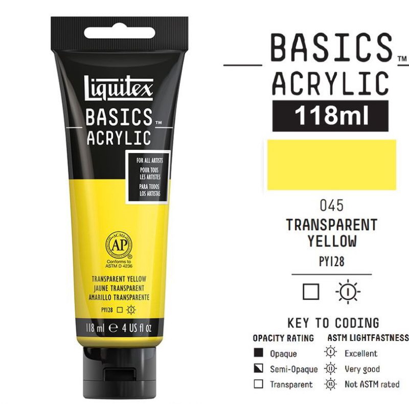 

LIQUITEX BASICS ACRYLIC COLOUR 118 ML TRANSPARENT YELLOW
