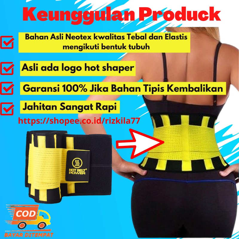 Sabuk Pelangsing Perut Hot Shaper Power Belt Alat Pelangsing Tubuh Korset Wanita Bahan Neotex