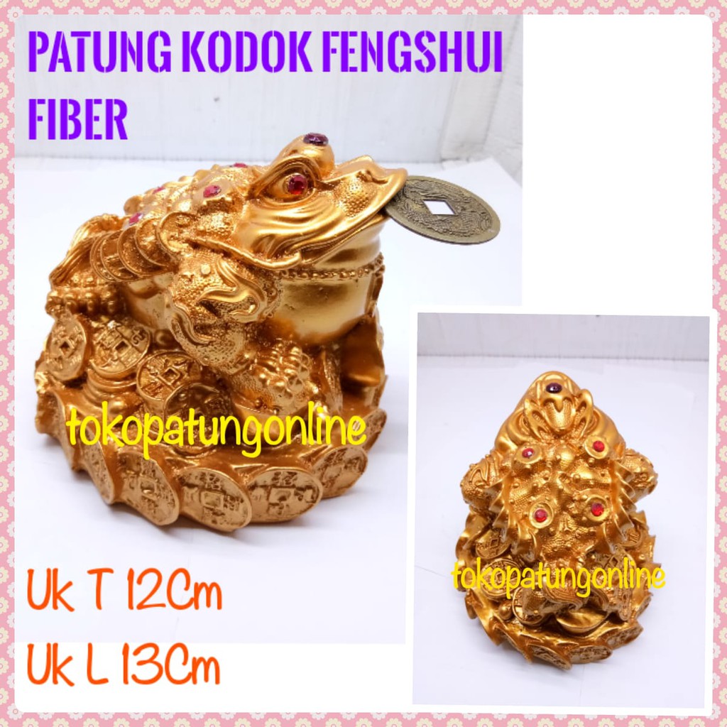 Patung Kodok Fiber Emas T12 C2