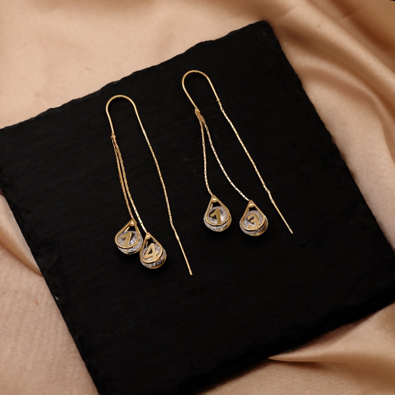 Sterling silver jarum Korea hitam busur Berlian baru fashion rumbai tidak menusuk telinga klip wanit