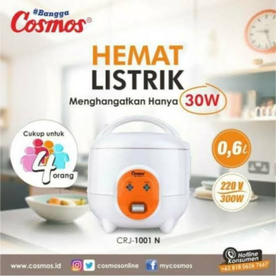 Magic Com COSMOS 0,6 Liter  CRJ 1001 N   CRJ1001 Rice Cooker  0,6L Penanak Nasi Kecil