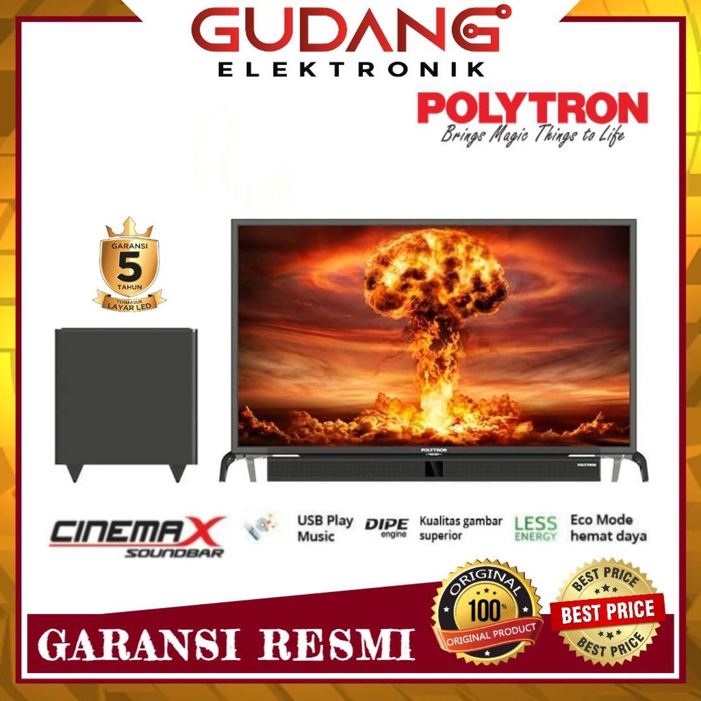 LED TV 32 INCH POLYTRON PLD 32BV1558 DIGITAL SOUNDBAR