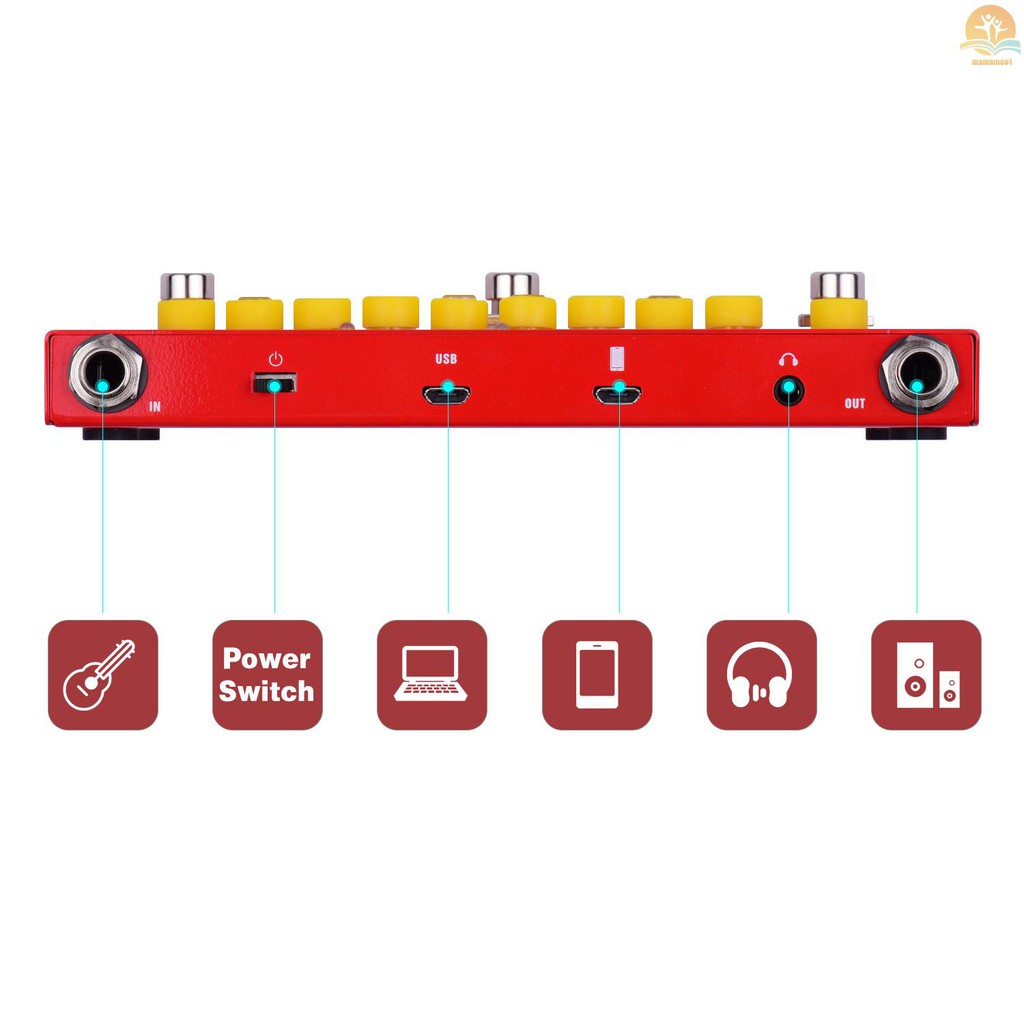 Muslady Pedal Efek Gitar Elektrik Portable Multifungsi Dengan Baterai Built-In