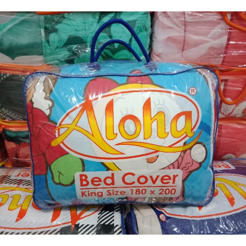 Bedcover Aloha King Fitted Ukuran 180x200 cm Kualitas Premium