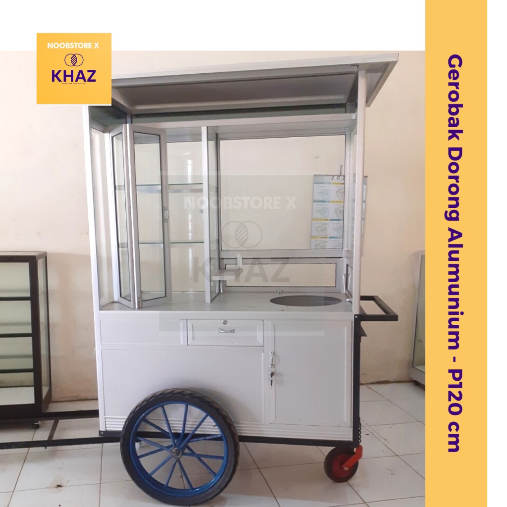 Gerobak Alumunium Dorong Jualan Dagang Keliling