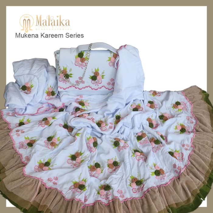 MY MUKENA PUTIH BORDIR HANDMADE MALAIKA KAREEM SERIES