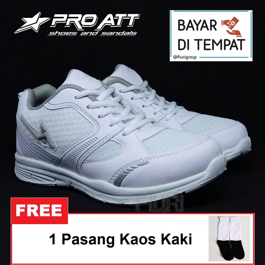 FIURI - Pro ATT Original - LGP 680 Full Putih 37-40 - Sepatu Kets Wanita - Sepatu Sneaker Wanita - Sepatu Olahraga Sport Wanita - Sepatu Casual - Sepatu Jogging Lari Fitness Gym Senam Wanita - Sepatu Anak Perempuan Cewek -Sepatu Sekolah Bertali SD SMP SMA