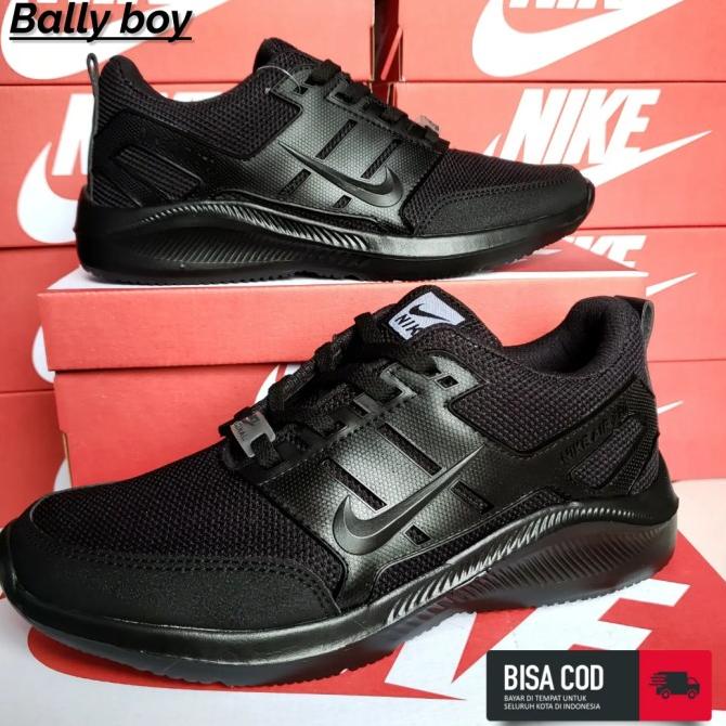 Sepatu Sekolah Hitam Polos Nike Air Pria Wanita Full Black Size 36/44