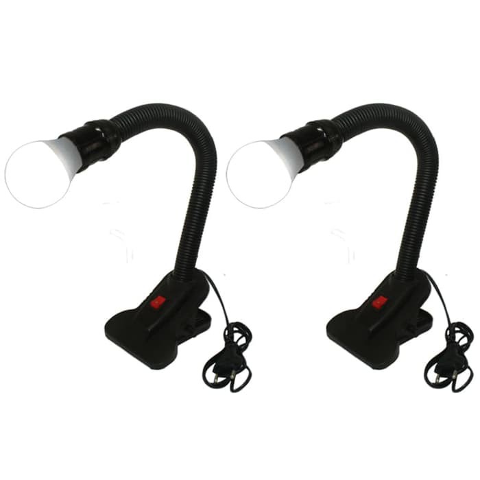 diskon  eelic elc j004 hitam isi 2 set lampu meja  baca   belajar jepit 7w led  murah