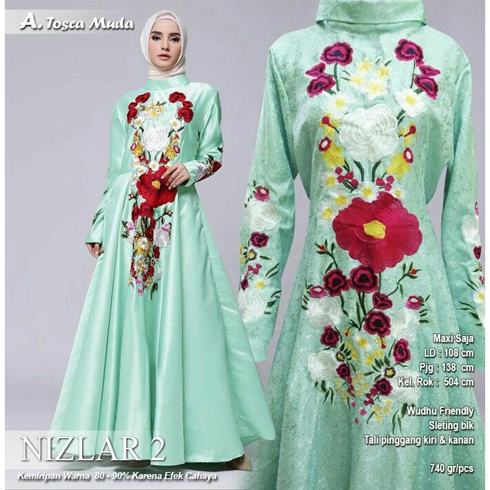 Terlaris 120119 GAMIS PESTA BORDIR NIZLAR (2) TOSCA MUDA MGR250922722