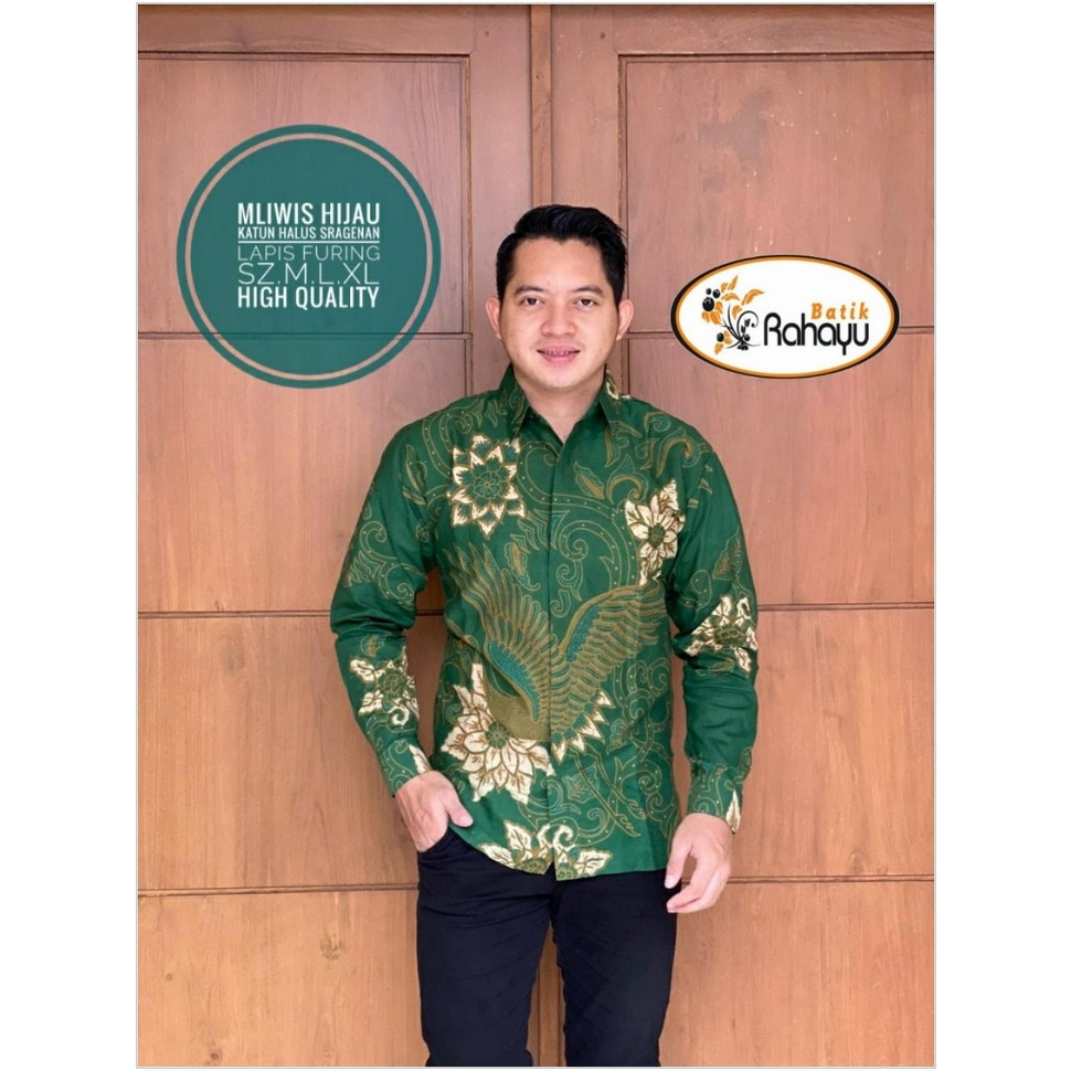 DISKON BESAR MLIWIS HIJAU KEMEJA BATIK SOLO PRIA LENGAN PANJANG LAPIS FURING ATASAN PREMIUM MODERN K