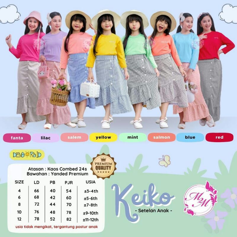 Keiko Original Product By Denora.id / Setelan Anak & Remaja [ Usia 3-12 tahun ]
