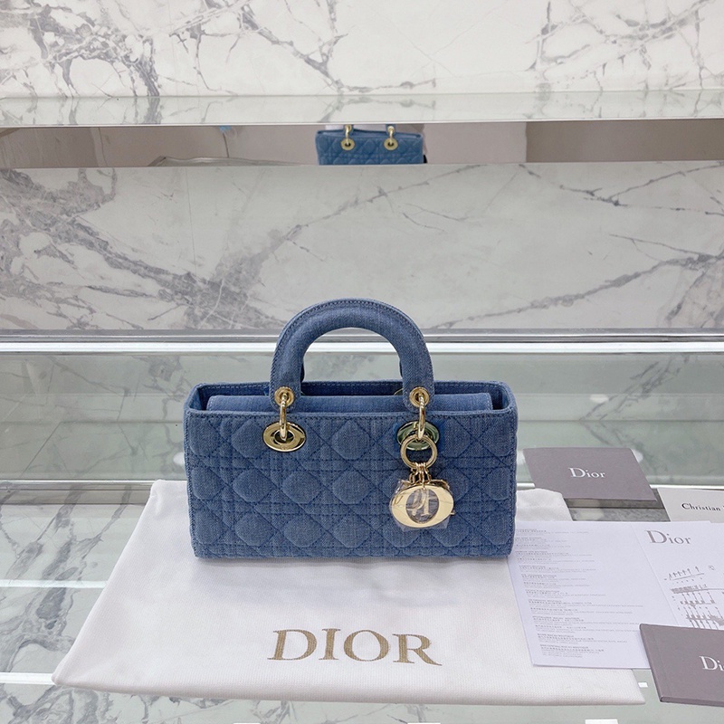 original Dior    Lady D-joy Bag Denim Cannage Long Diana Bag