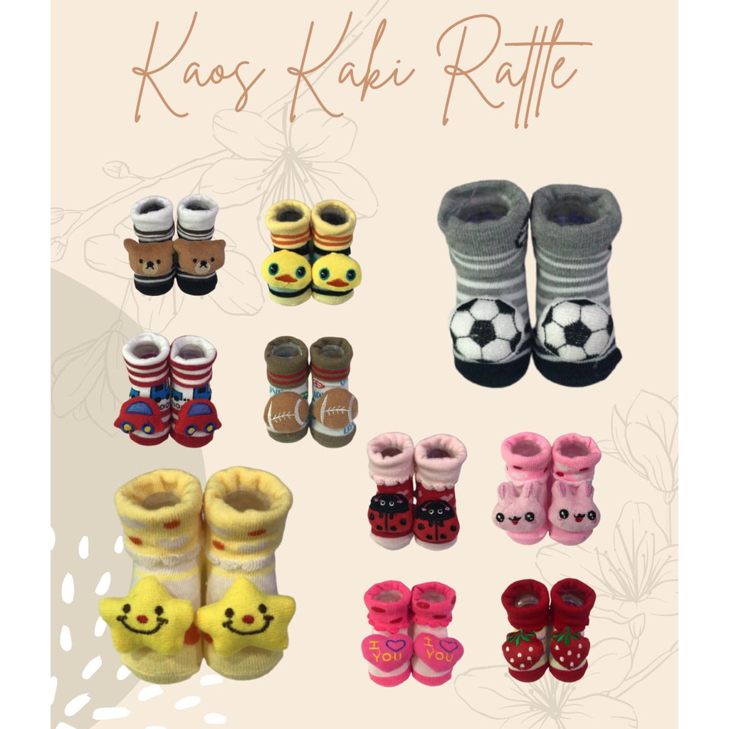 Kaos Kaki Newborn Boneka dengan Rattle Kerincingan SNI JH