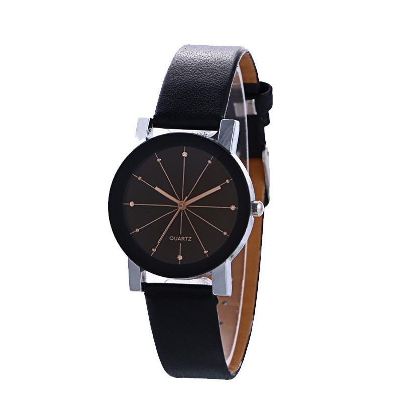 FYGALERYJAKARTA J110 Jam Tangan Couple Jam Analog Wanita Pasangan Fashion Kekinian -Hitam Tali Hitam Kcl