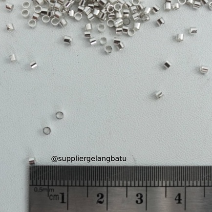 Aksesoris stopper kecil 2mm silver bahan rangkai gelang kalung tali