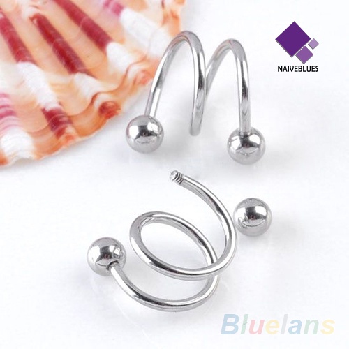 Cincin Tindik Bahan Stainless Steel Gaya Punk Untuk Bibir Hidung Tulang Rawan