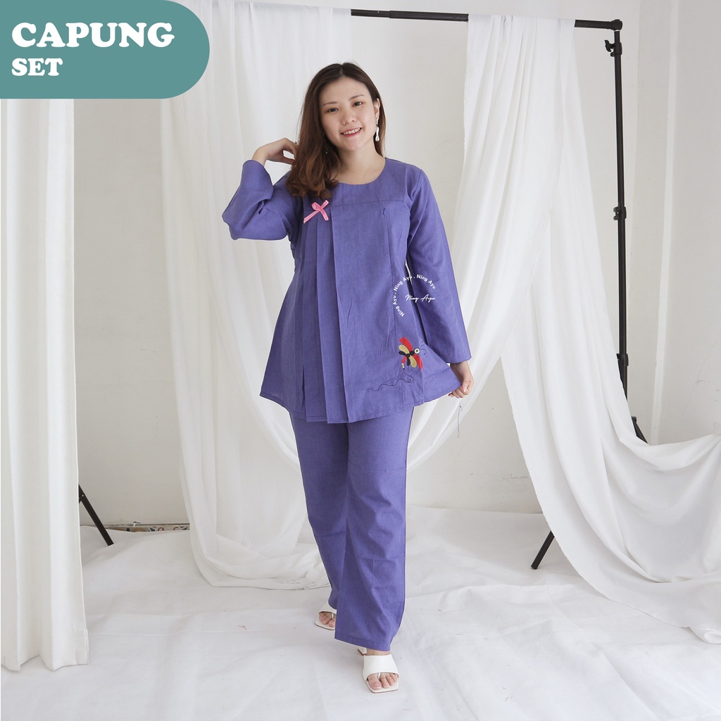 MOMMY MATERNITY Setelan Baju Hamil Kantor Muslim Bordir Capung Pita Dada - STJ 100