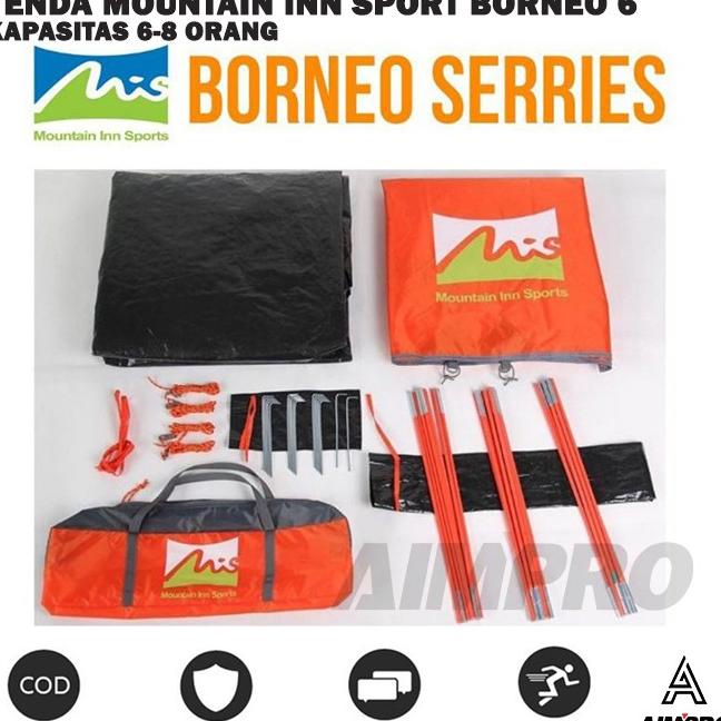 Tenda Mountain Inn Sports Borneo 6 Original - Tenda Camping 6-8 orang