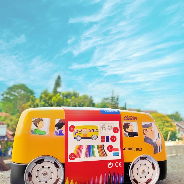 

(BISA COD) Faber Castell School Bus Tin Connector Pen Spidol Warna Hadiah Anak