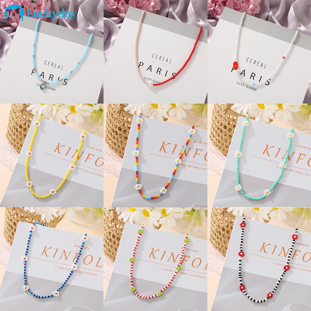 YEEZII Korean Colorful Beads Chain Necklace Fashion Bohemian Choker Jewelry Pendant Necklaces Women Accessories