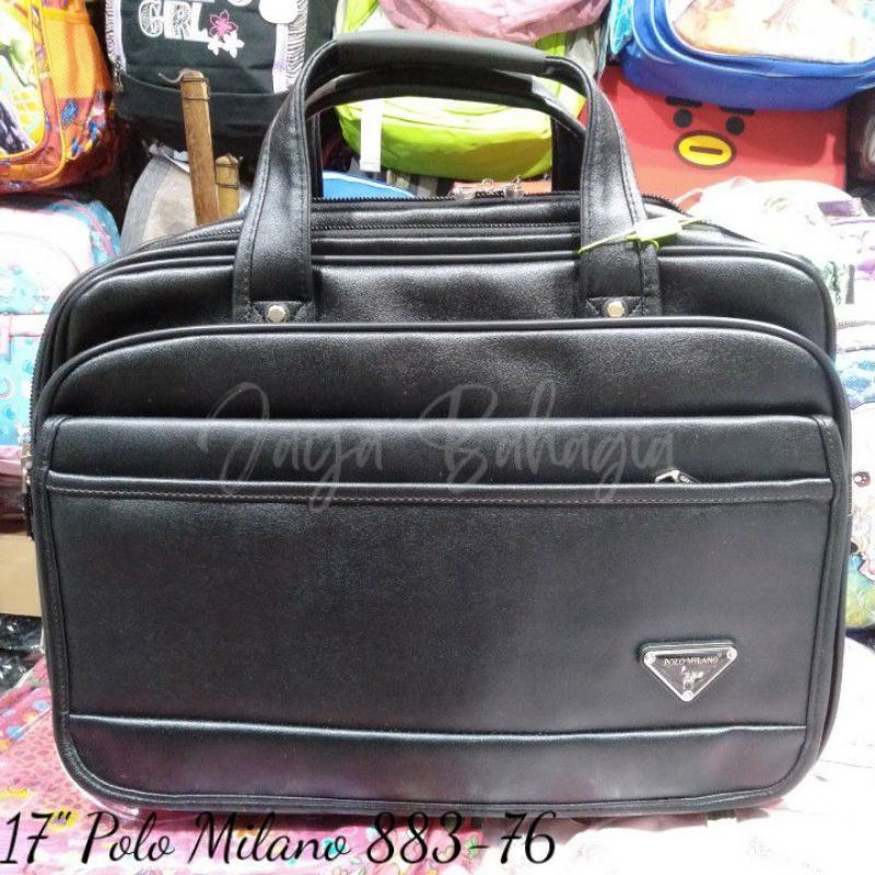 Tas Kantor Laptop Polo Milano Kulit Expand Briefcase Anti Air Selempang Kerja Jinjing Pria Original