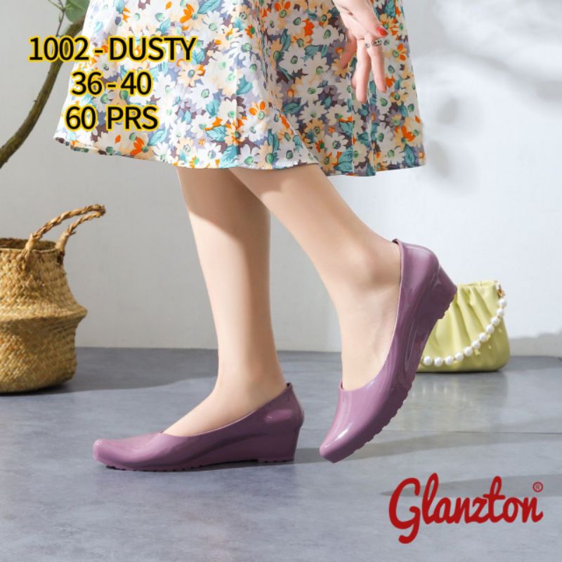 Glanzton L550//L1002//L537 Glossy Sepatu Jelly Wedges tinggi 4cm Ootd