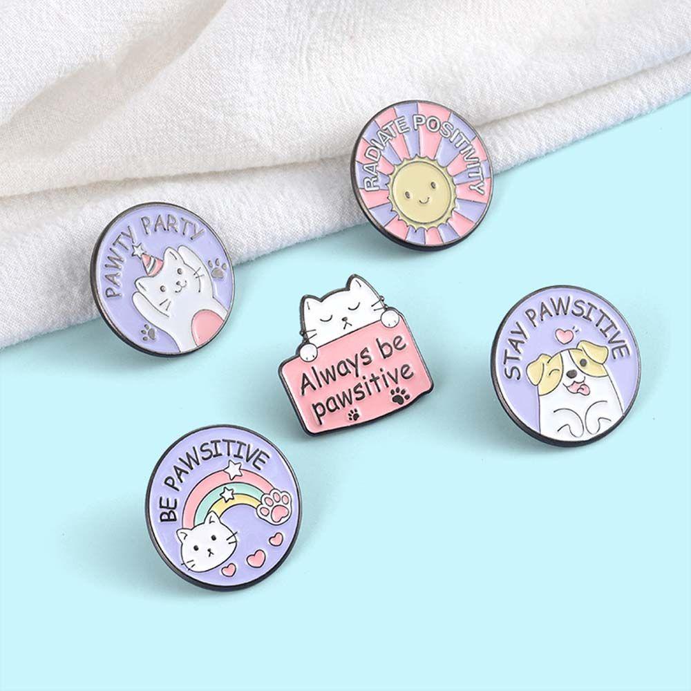 Mxbeauty Kucing Bros Ransel Kartun Perhiasan Aksesoris Kucing Lucu Kerah Bros Lencana Pin Enamel Pin