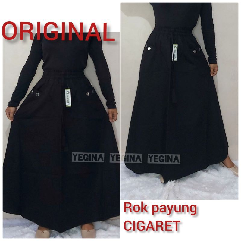 ORIGINAL - ROK PANJANG WANITA KATUN CIGARET/SIGARET PAYUNG LEBAR TEBAL JAMINAN KUALITAS ORI TERMURAH