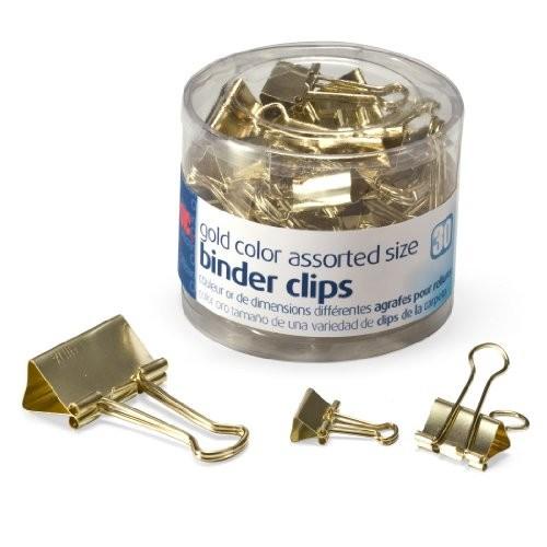 

Klip | Officemate Binder Clips, Gold, Assorted Sizes, 30 Clips In Tub (31022)
