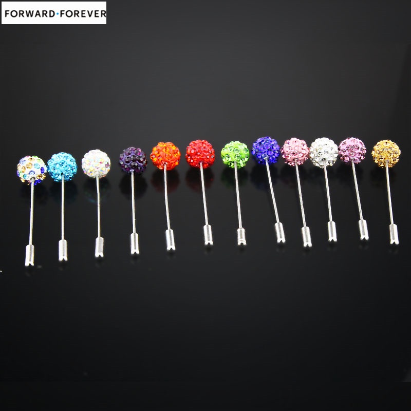 12pcs Bros Bentuk Bulat Aksen Kristal Warna Campur Untuk Syal