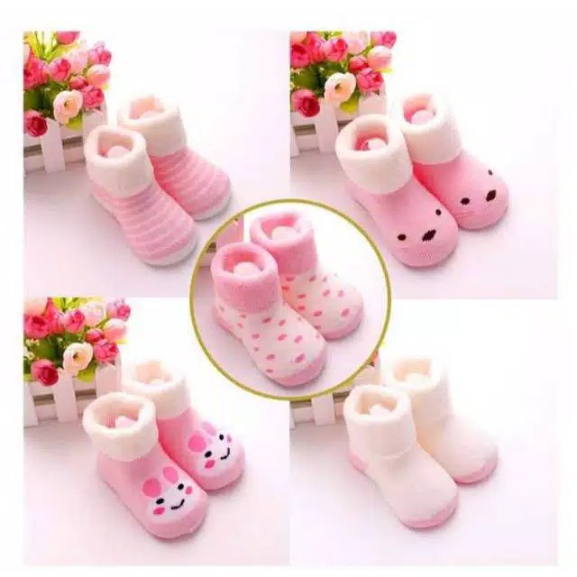 HappyOliver WHITEPINK RABBIT Kaos Kaki Anak Bayi Laki Laki Perempuan Newborn - 2 Tahun Import
