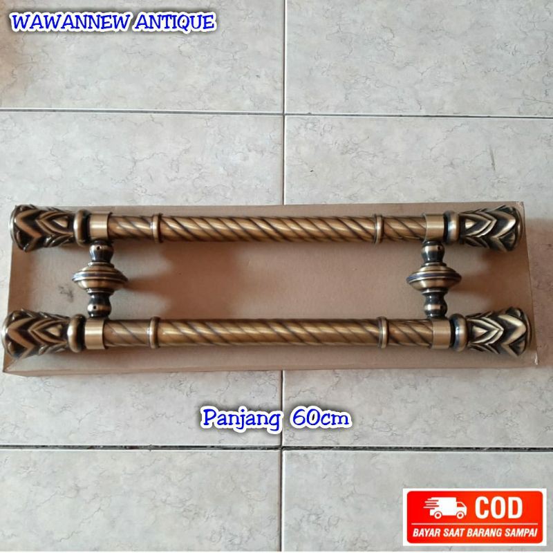 Handle Pintu / Gagang Pintu Rumah Kuningan Antik Murah Motif Nanas Ulir 60cm