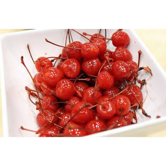 Buah Cherry Tangkai Merah Gosend - Red Cherries Royal Maraschino - Only!!!