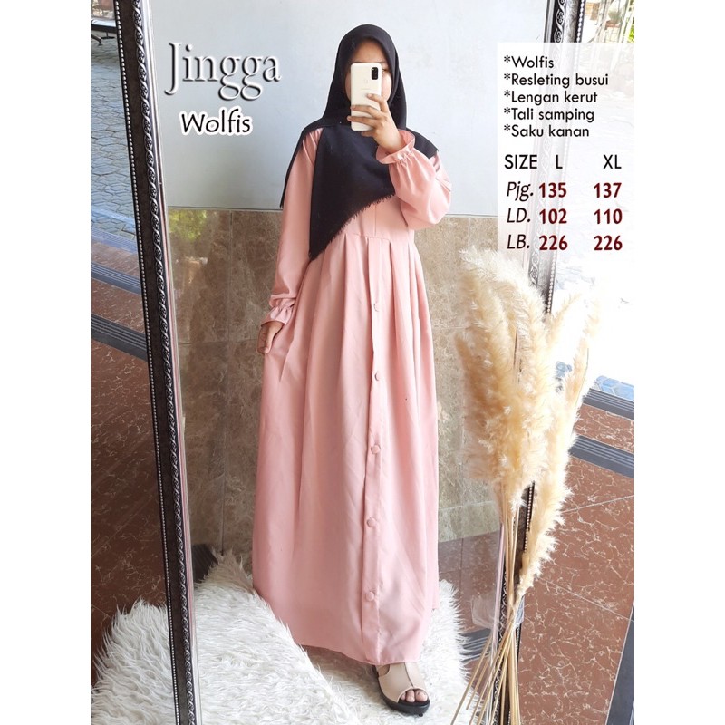 [Promo flash sale] Gamis wolfis kancing polos mewah/dress wolfis resleting busui by Delanijab