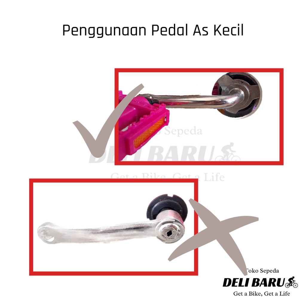 Pedal sepeda anak 12 16 18 as kecil hitam Genio