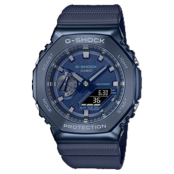 Casio G-Shock GM-S2100 Octagonal Farm Black Blue Oak Waterproof Sports Watch Blue