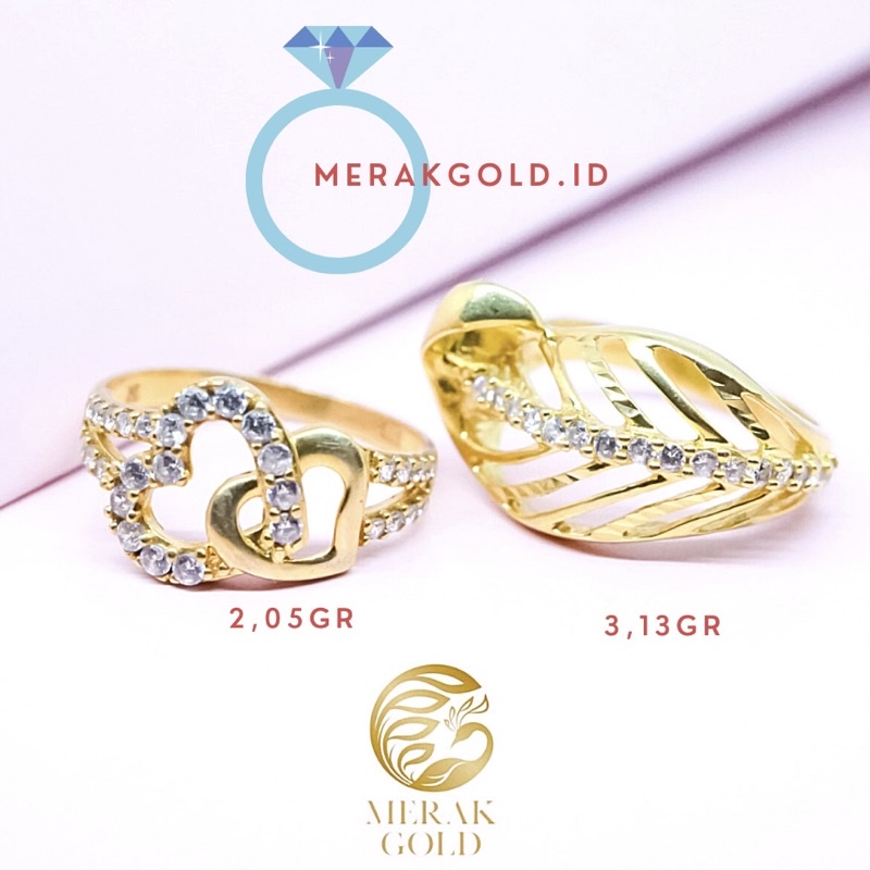 Cincin Emas Asli Dubai Daun Kerawang Hati Asli Kadar 375 Cincin Kasual Hati Daun