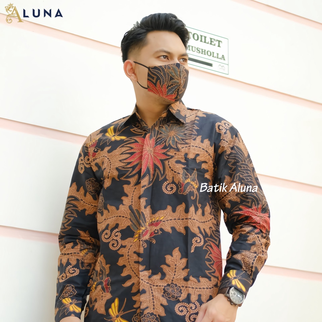 KEMEJA BATIK PRIA LENGAN PANJANG PREMIUM REGULAR MODERN BATIK ALUNA PCW 063