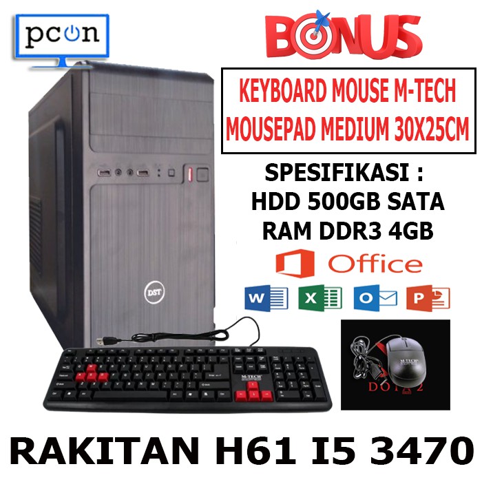 PC RAKITAN WARNET GAMING OFFICE i5 3470 RAM 4GB bonus mousepad