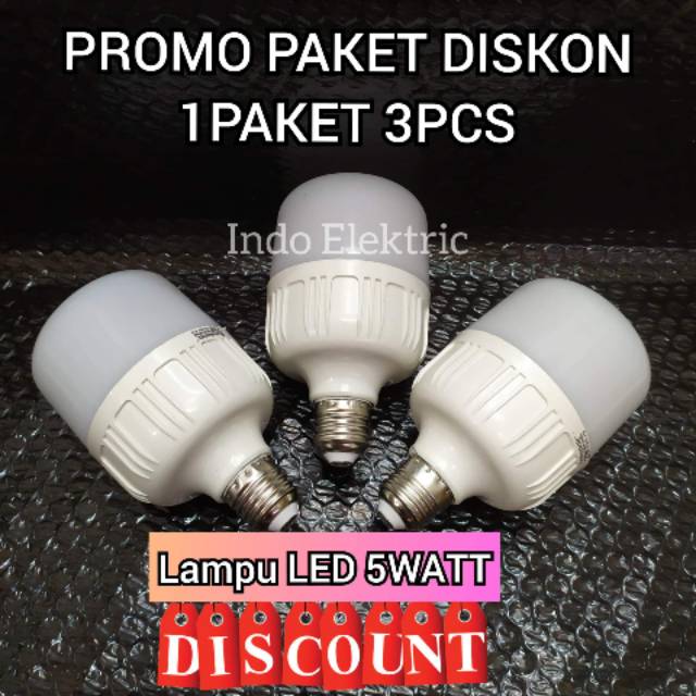 (1PAKET 3PCS)LAMPU LED KAPSUL 5WATT PUTIH SUPER TERANG