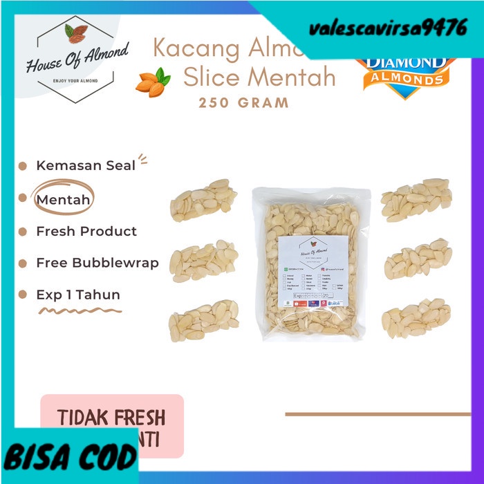 

⭐BISA COD⭐ Almond Slice (mentah) 250gr