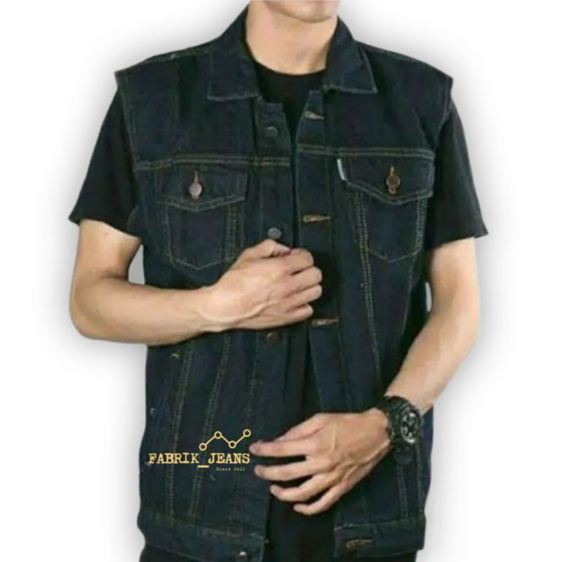 Rompi Jeans Pria BLUEBLACK / Vest Jeans Cowok BLUE BLACK
